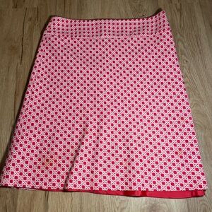 Red and White Patterned Women's Skirt